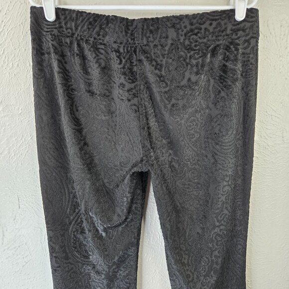 Free People Flare Pants M Black Velvet Burnout Whimsygoth Pull On Bell Bottom - Picture 7 of 12